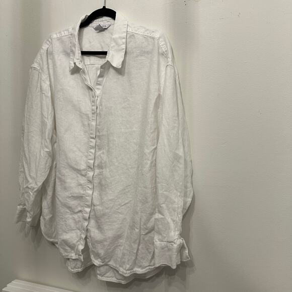 Athleta Playa Linen Shirt Button Down Long Sleeve Size 2X Lagenlook Beachy - Picture 2 of 7